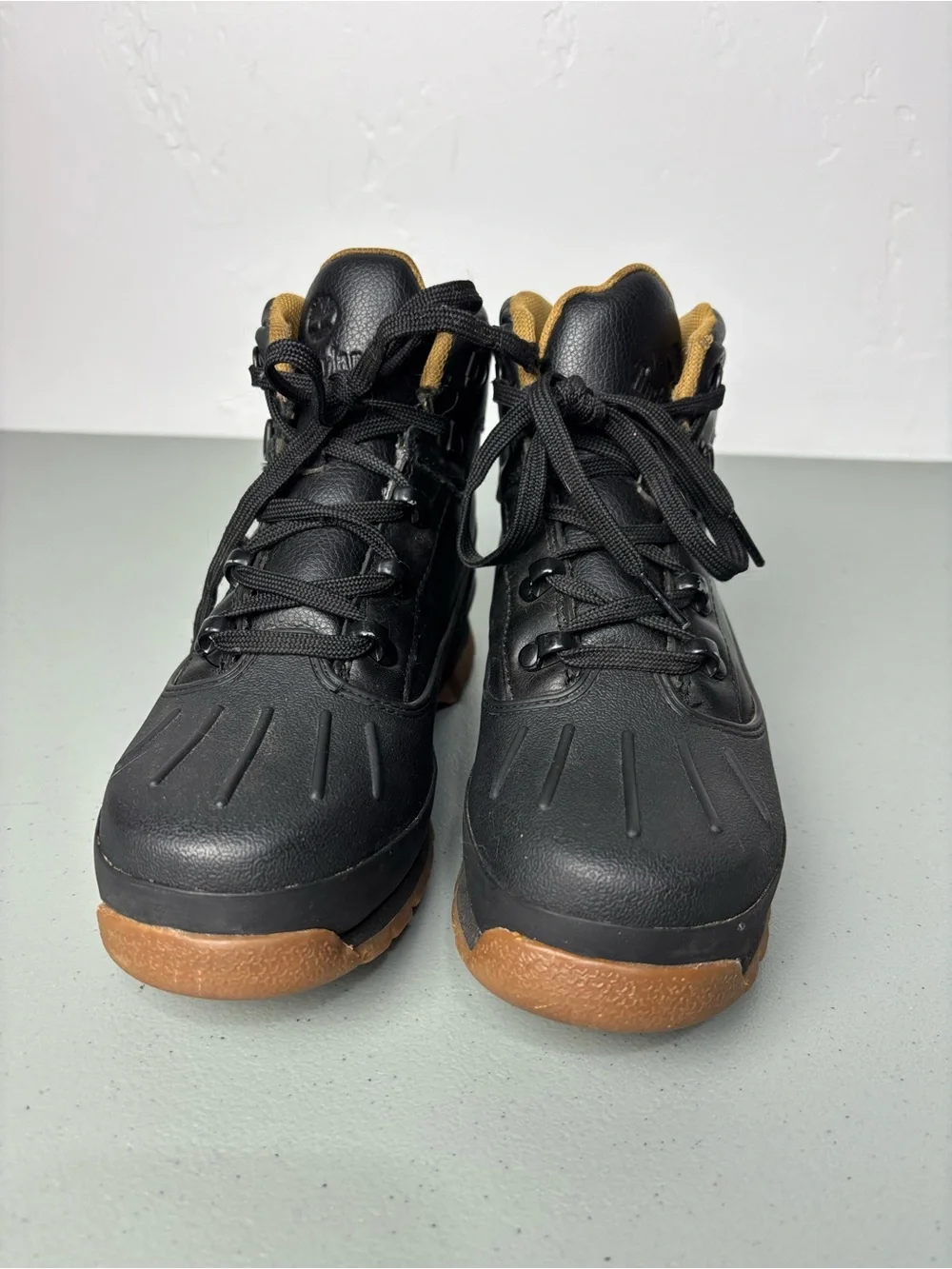Timberland Euro Hiker Shell Junior Boot Black Leather Size 4.5 Boys Lace Up